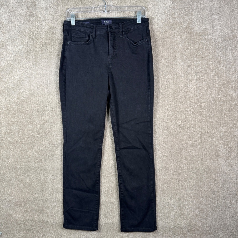 NYDJ Sheri Slim Jeans Womens 6 Black Lift Tuck Technology High Rise Stretch